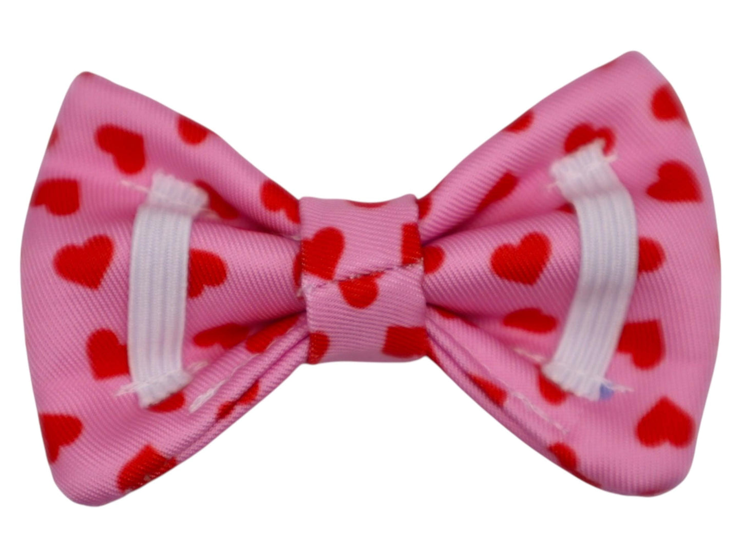 Pink Hearts Dog Bow Tie, Valentine Pet Bow
