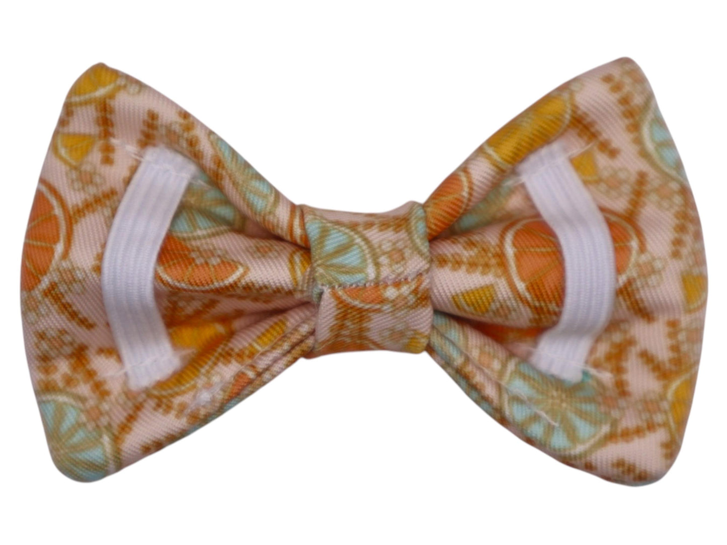 Lemon Print Pet Bow Tie, Over Collar, Boho Neckwear