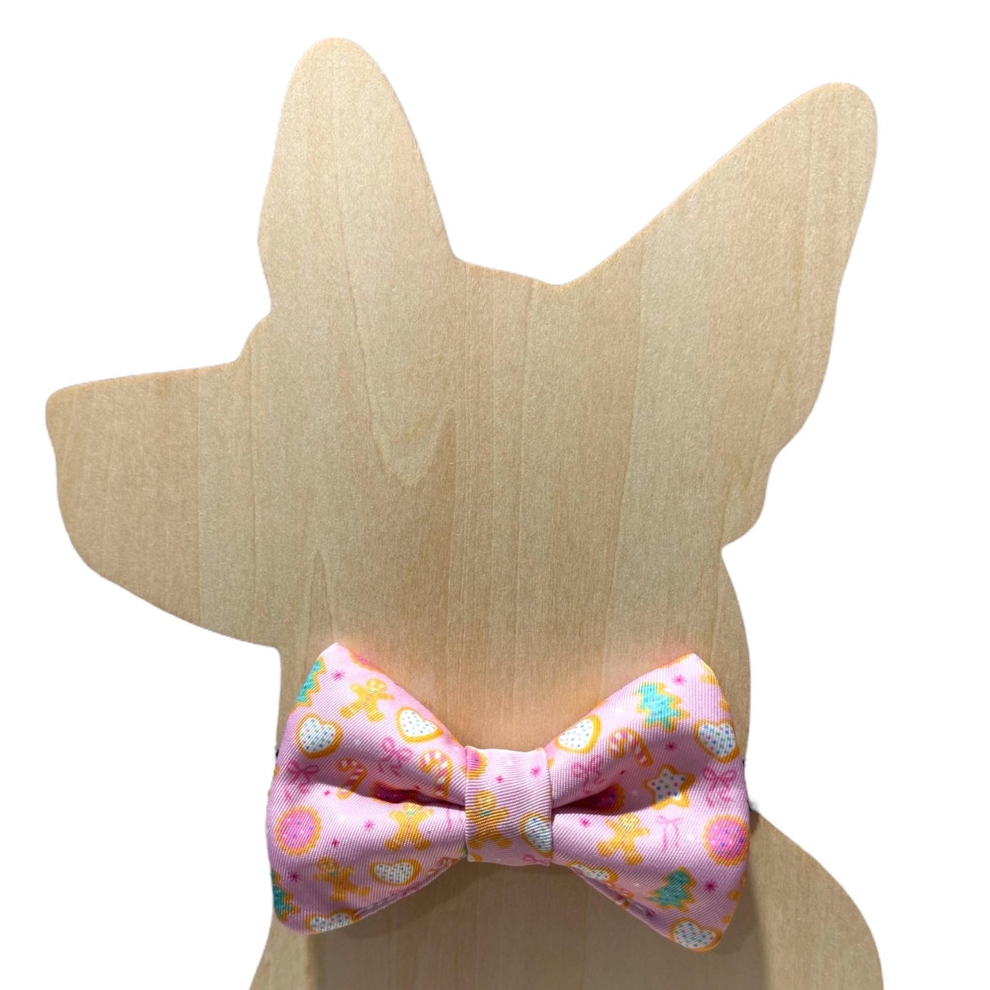 Gingerbread Man Pet Bow Tie, Holiday Dog Collar Neckwear