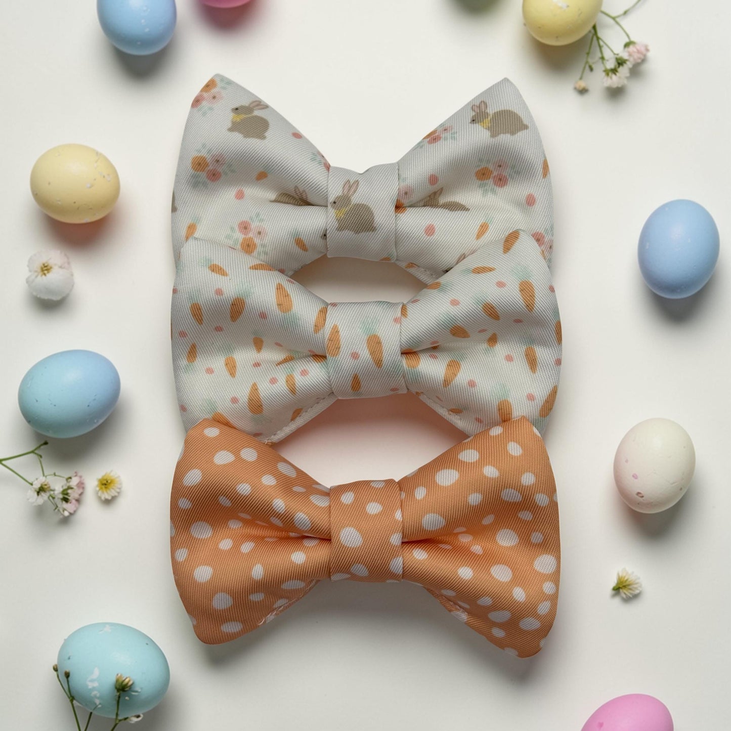 Bunny, Carrot, Easter, Dog, Pet Bow Tie, over the Collar, light pastels, 3 Pack