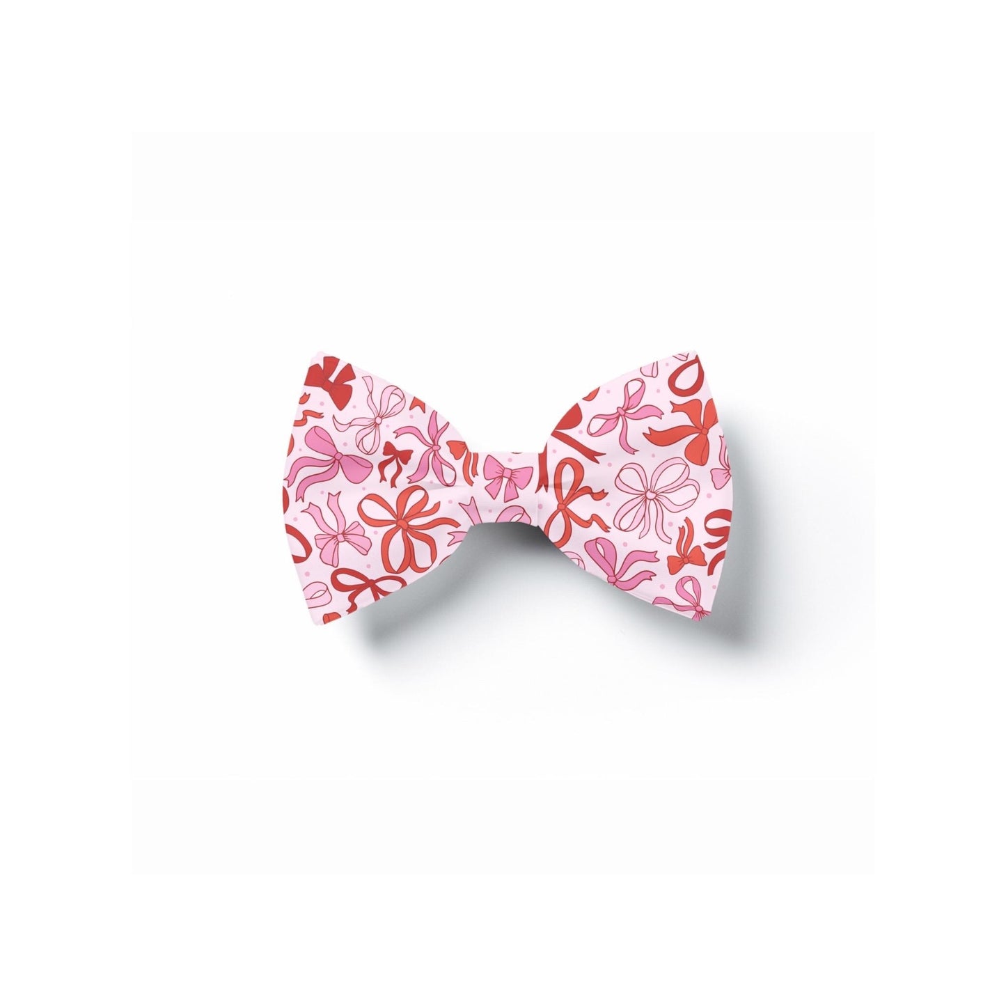 Pink Bow Print Pet Bow Tie, Girly Valentine's Accessory