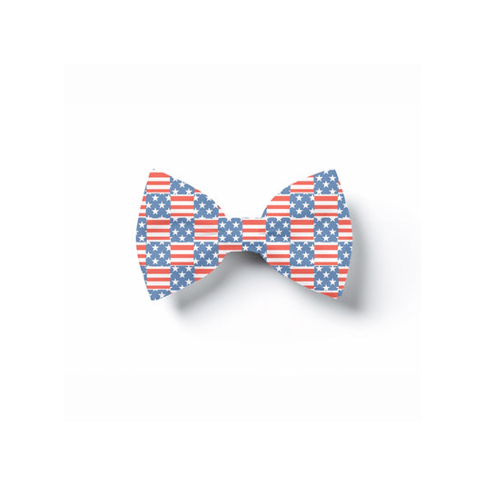 Red White Blue Stars Pet Bow Tie, Over Collar Neckwear