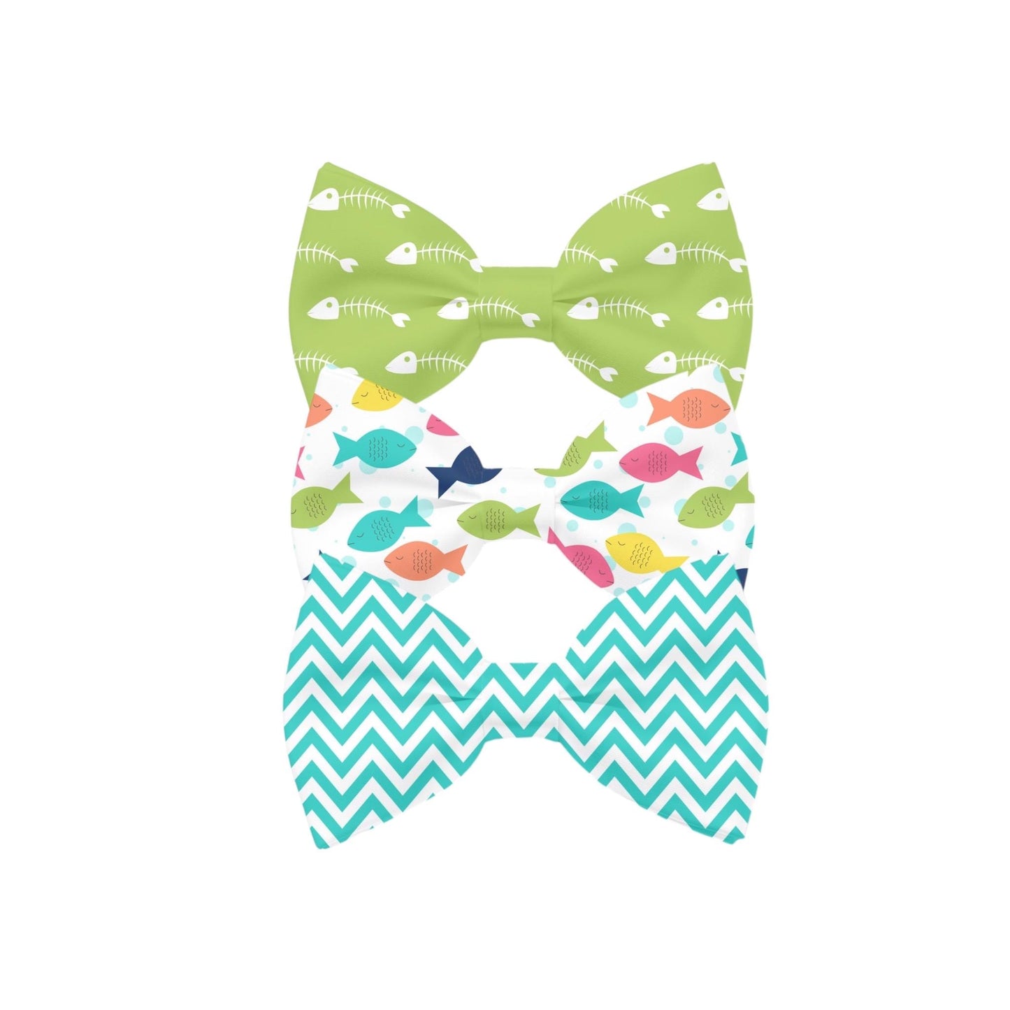 Cat Bow Tie Set of 3, Fish, Bones, Handmade Pet Collar