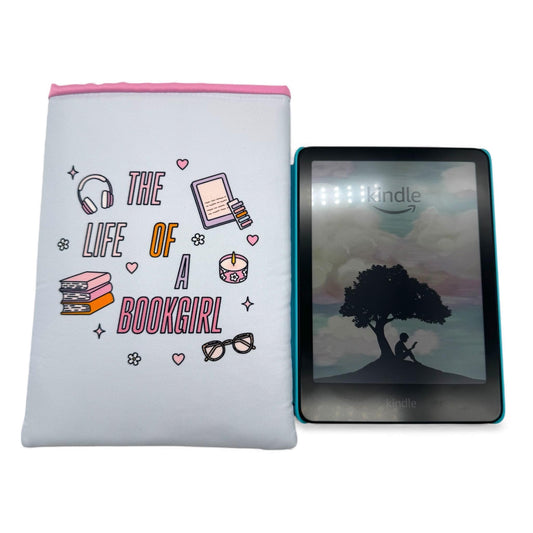 Handmade Kindle Sleeve, Bookish Padded Protector, Life of a Book Girl