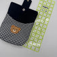 Handmade Kindle Sleeve, Black Corduroy & Houndstooth, Teddy Bear Pocket