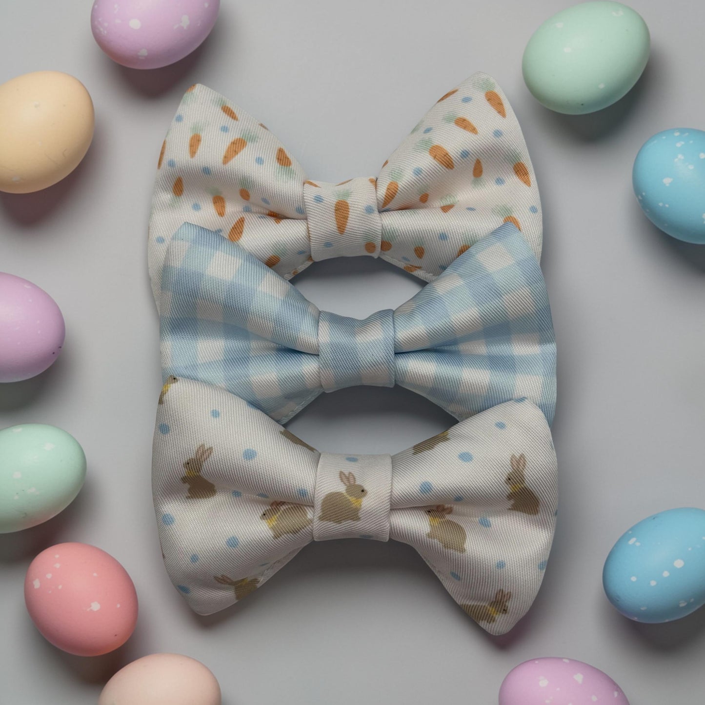 Bunny, Carrot, Easter, Dog, Pet Bow Tie, over the Collar, light pastels,  3 Pack